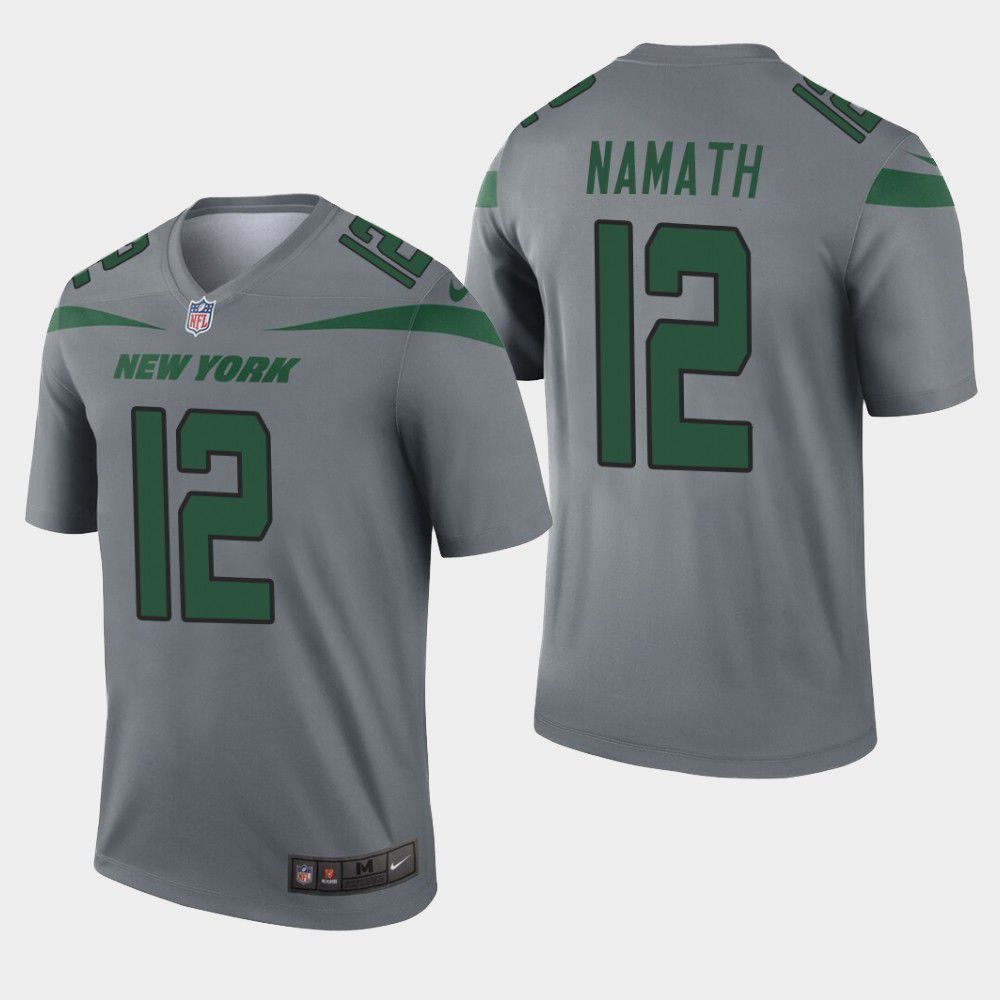 Men New York Jets 12 Joe Namath Nike Grey Inverted Legend NFL Jersey